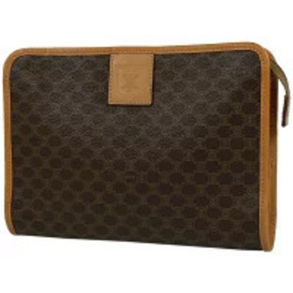 Celine Macadam Clutch Bag Clutch Shoulder Canvas Brown